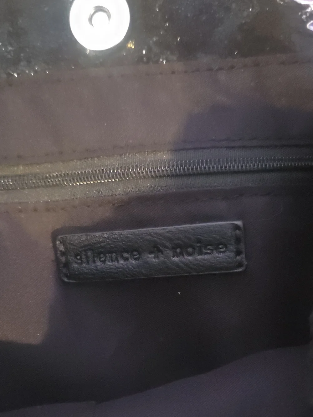 silence + noise Black Shoulder Tote with Silver Chain Trim